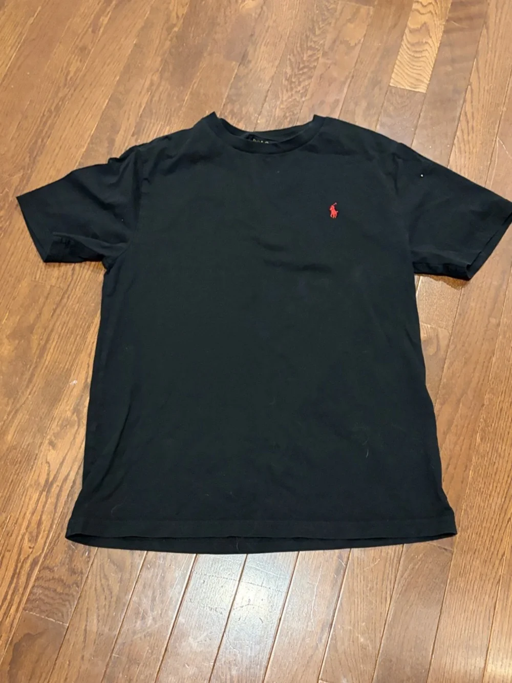Ralph Lauren Black Short Sleeve Tee with Red Pony Logo